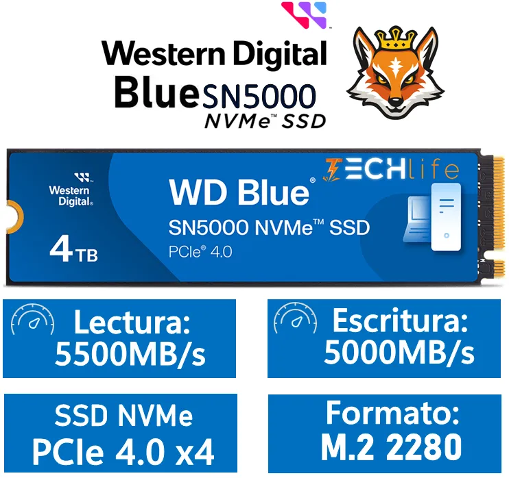 Novedad en TechLife - WD SSD SN5000 4TB NVMe